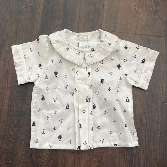 cuclie baby Other - Cuclie baby Sailboats Batiste round collar shirt size 3 months